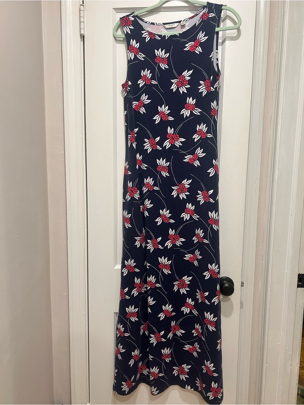 Liz Claiborne Navy Maxi Dress with Red & White Floral Print